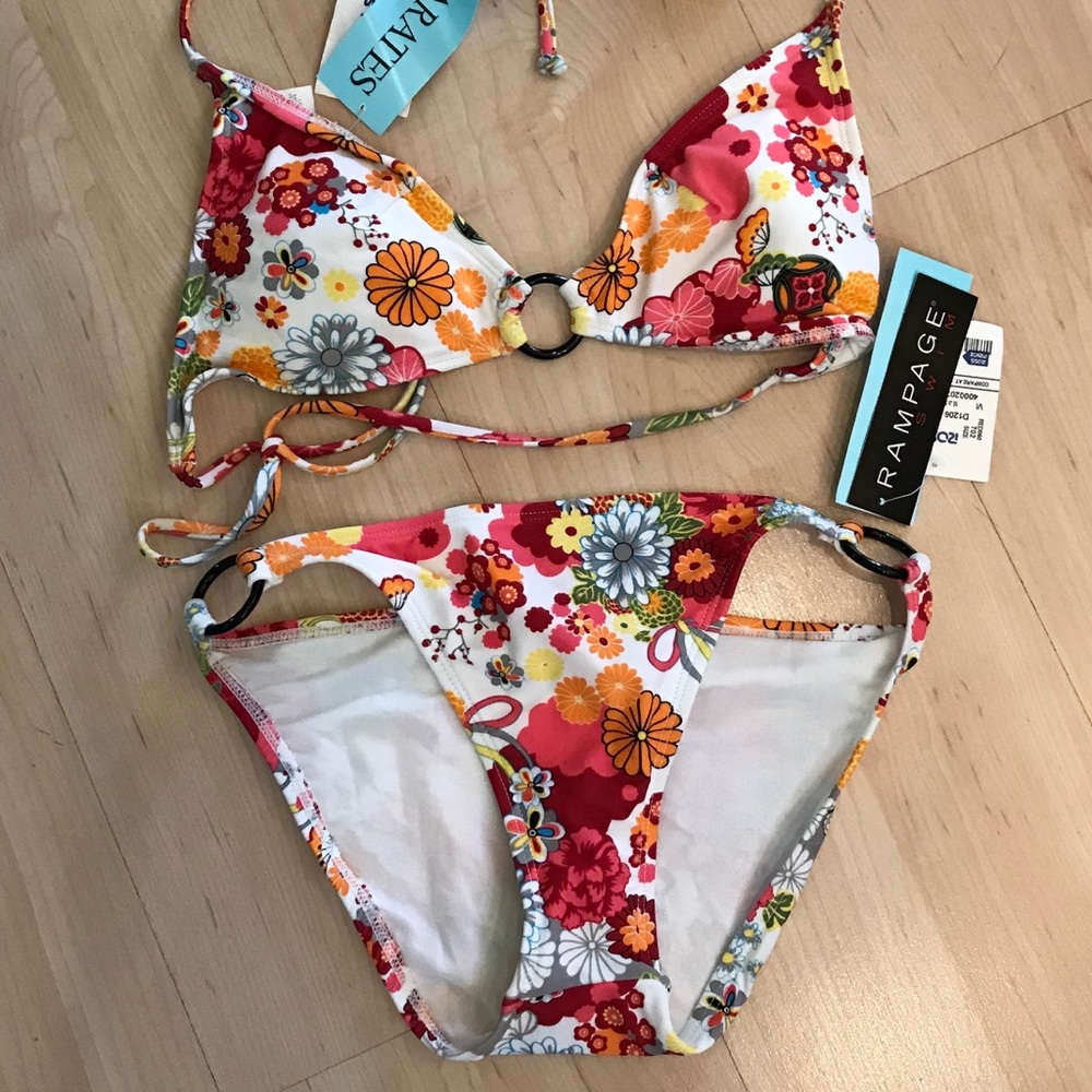 NWT Rampage Swim Two Piece Bikini Floral Size S